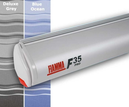 Маркиза Fiamma F35 PRO 2.2м, раскладывается вручную, корпус Titanium (серебристый) полотно серое